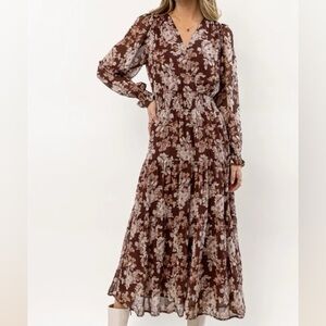 Bohme Linden Floral Dress Burgundy (xs)